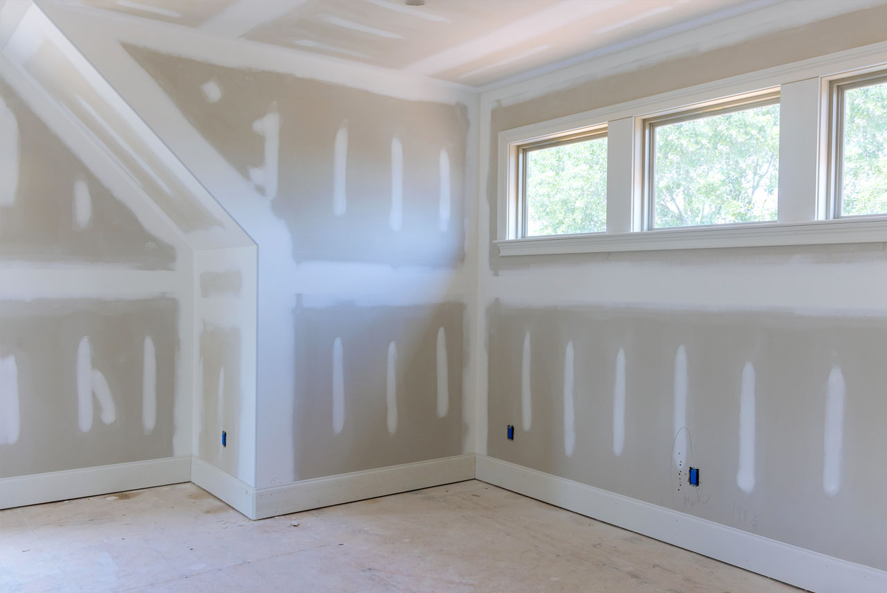 In-progress drywall and framing on a BOCA sub-contracting project